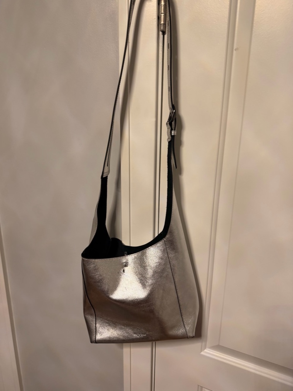 Metallic Silver Crossbody Shoulder Bag - Women